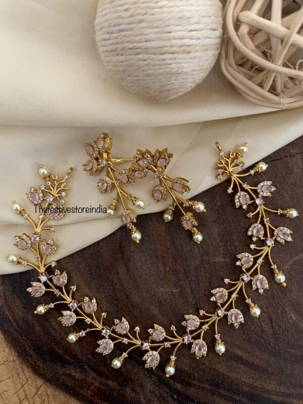 Gold finish Pink contemporary evening wear