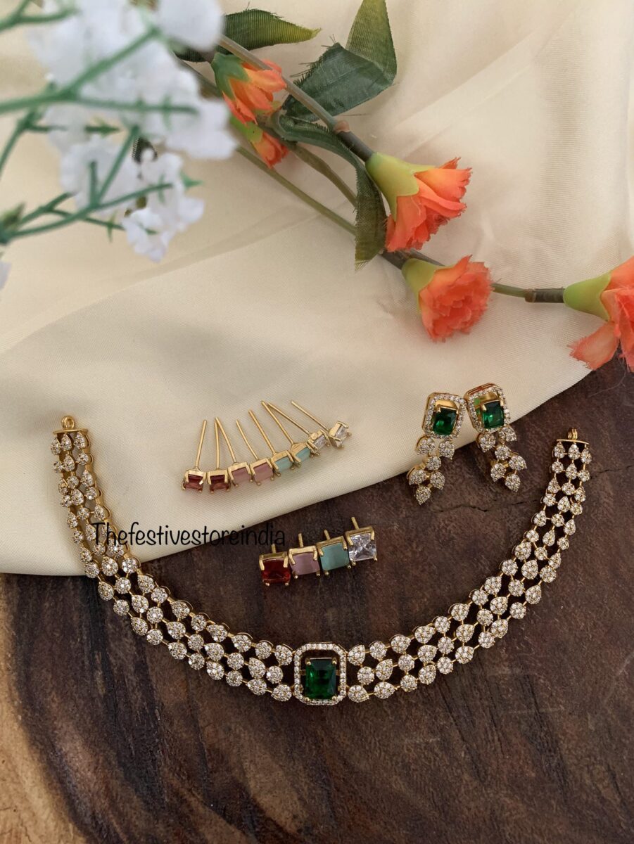 AD Changeable stone necklace set