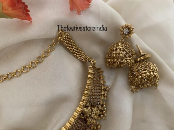 Antique polish Lakshmi Ambaari bridal choker set