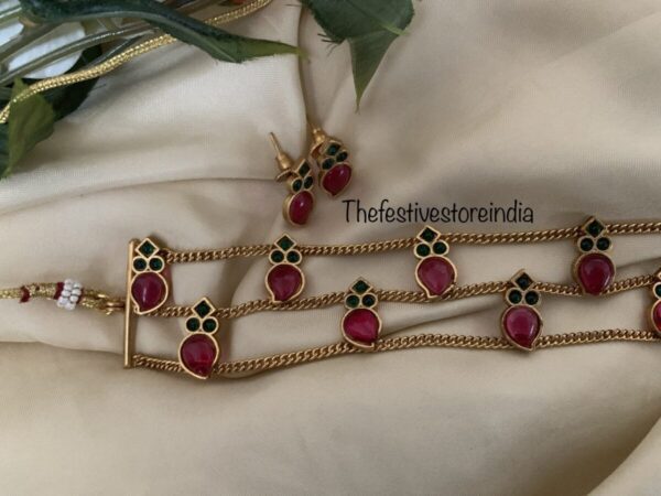 Multi colour palakka high neck choker  set