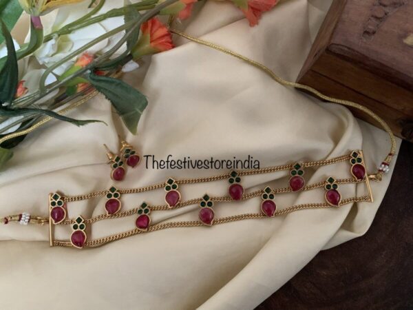 Multi colour palakka high neck choker  set