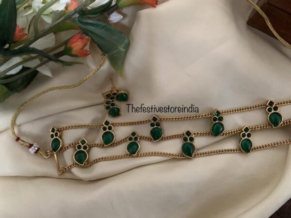 Green palakka high neck choker set