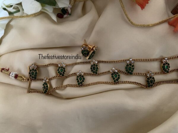 V2 Green palakka high neck choker set