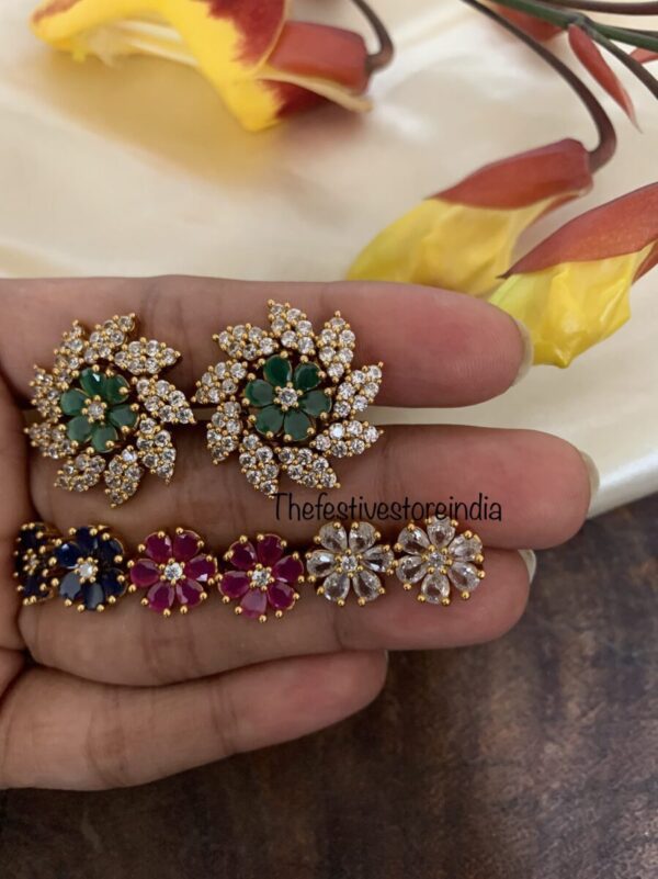 Changeable studs with red, green, navy blue and white options