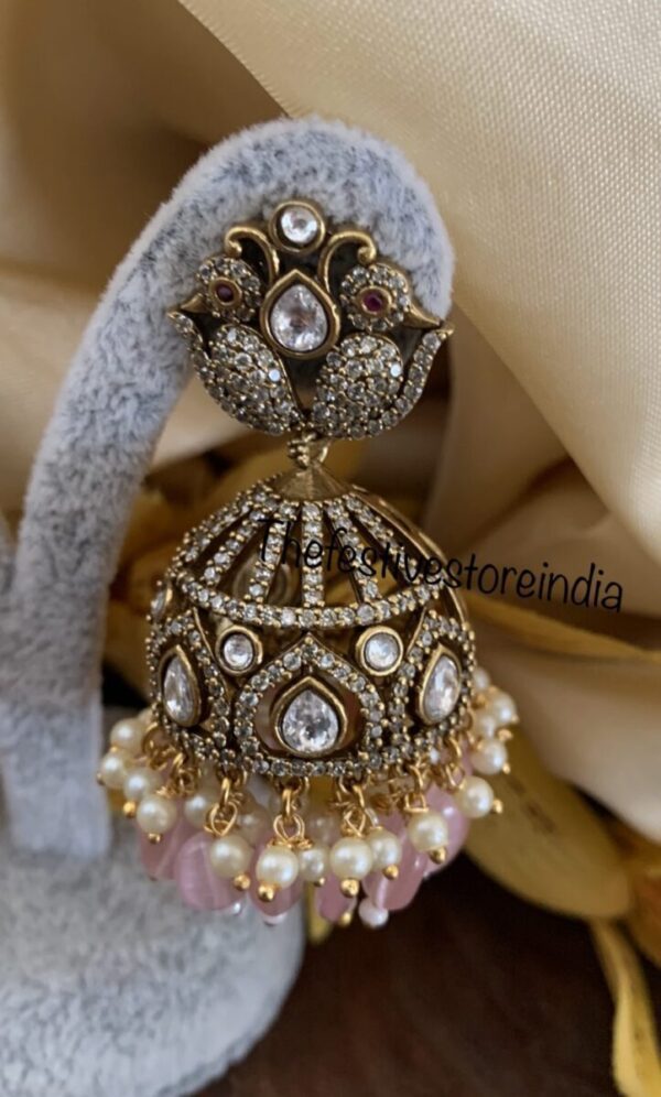 Victorian Pink drop jhumkas
