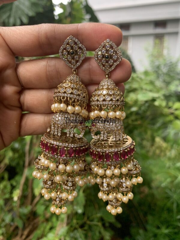 AD bridal jumbo elephant jhumkas