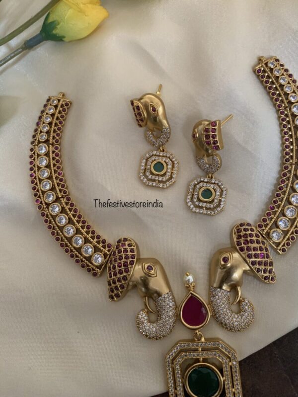 Emerald elephant kanti set