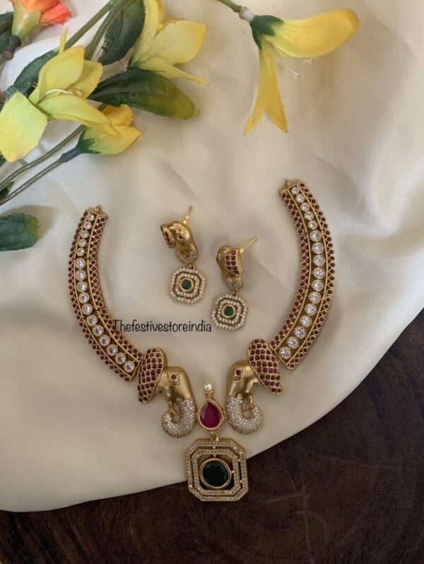Emerald elephant kanti set