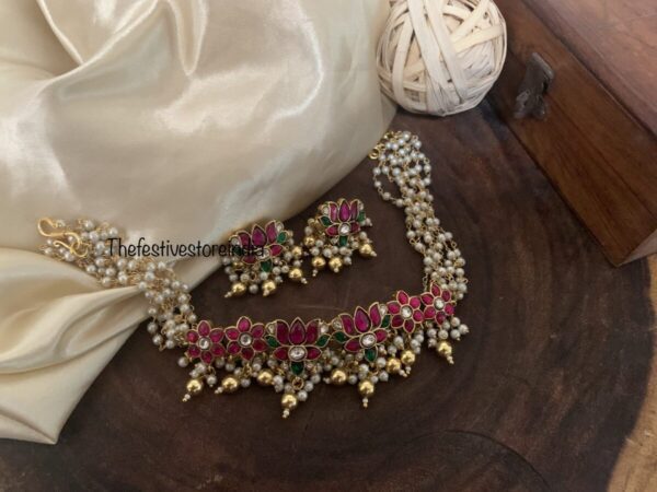 Jadau lotus choker