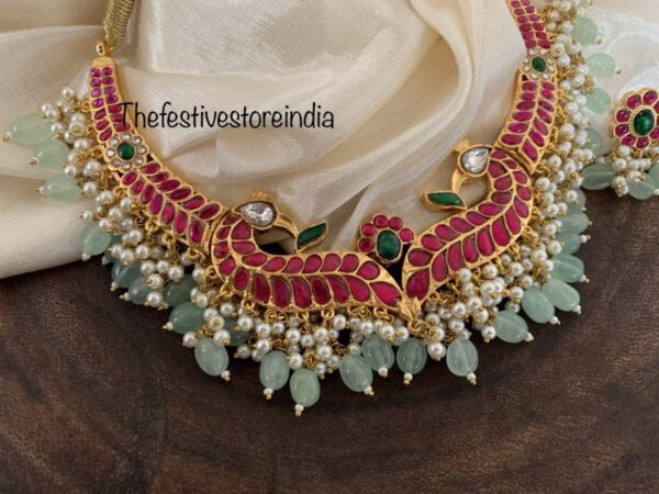 Jadau pastel drops necklace set