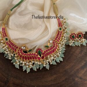 Jadau pastel drops necklace set