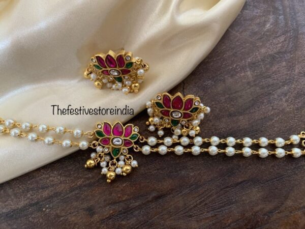 Simplistic jadau lotus choker set