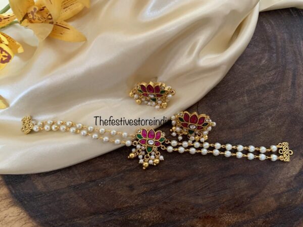 Simplistic jadau lotus choker set