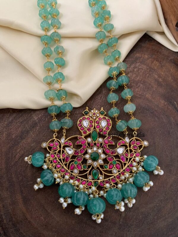 Jadau green pumpkin beads haram
