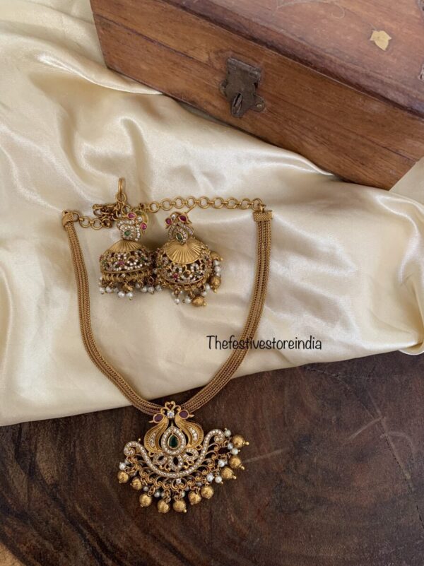 Attigai style antique finish necklace set