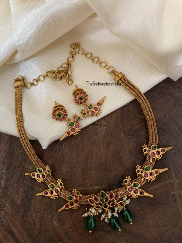 Antique finish parrot attigai green drops