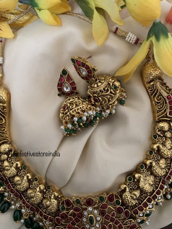 Bridal kemp and green beads necklace set