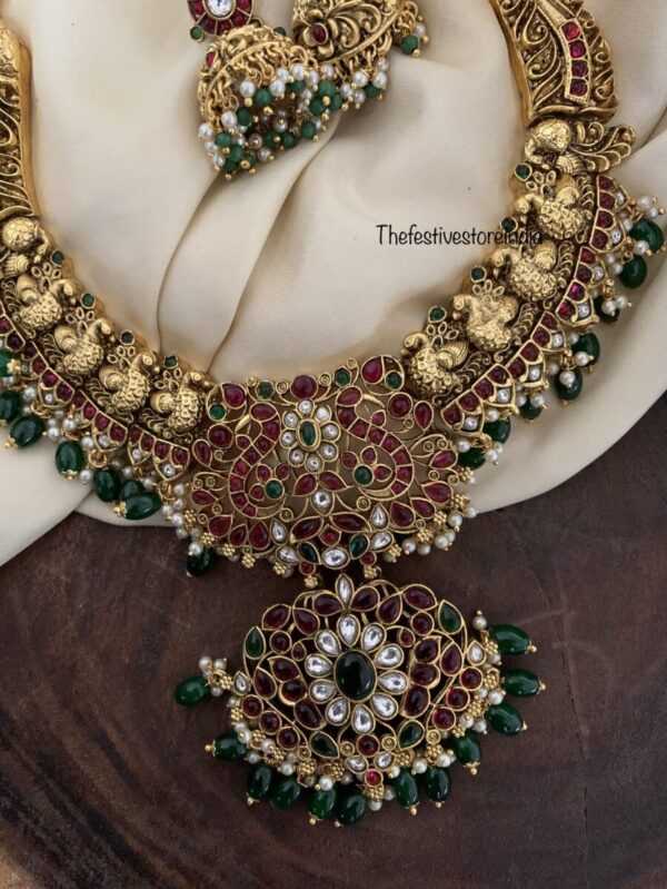 Bridal kemp and green beads necklace set