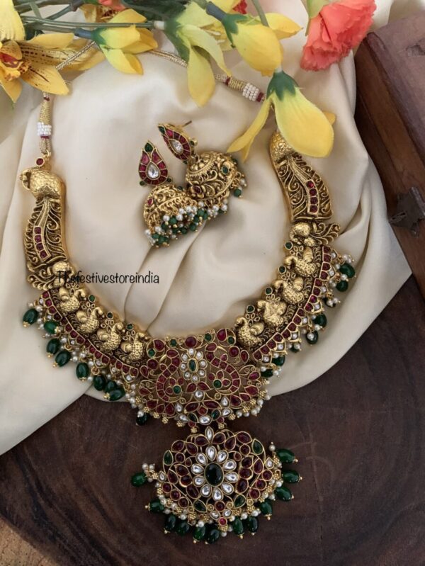 Bridal kemp and green beads necklace set