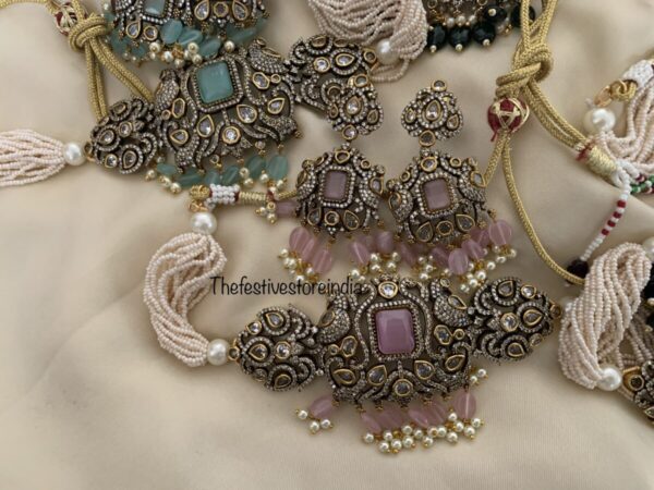 Victorian pink block choker set