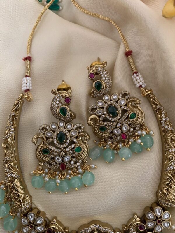 Victorian mint drops kanti set