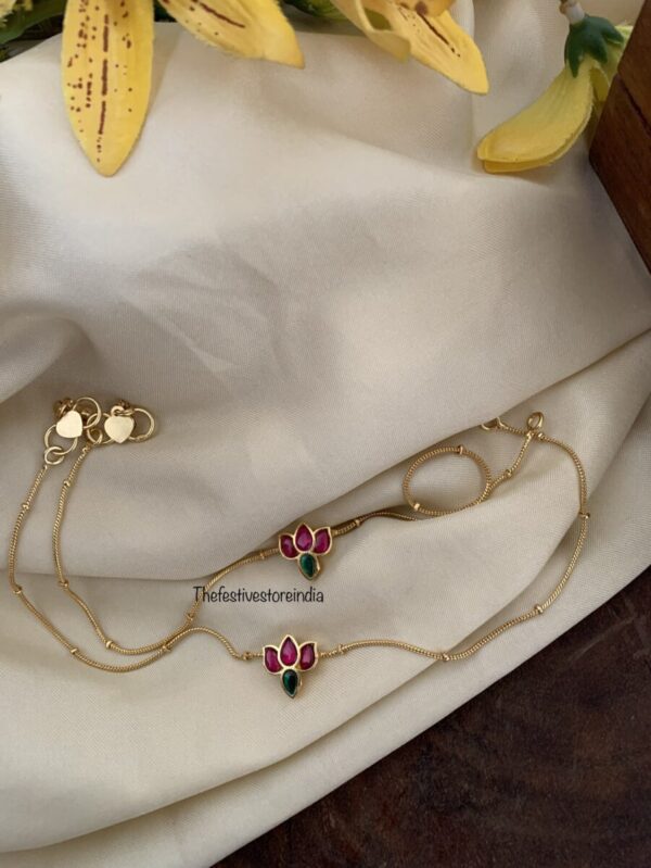 Jadau lotus anklets