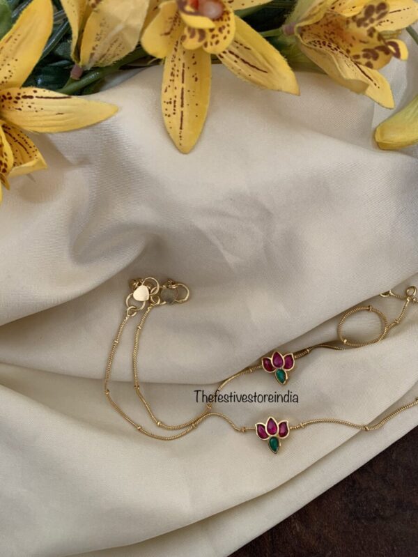 Jadau lotus anklets