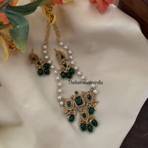 Green pearls choker/necklace set