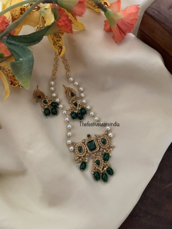 Green pearls choker/necklace set