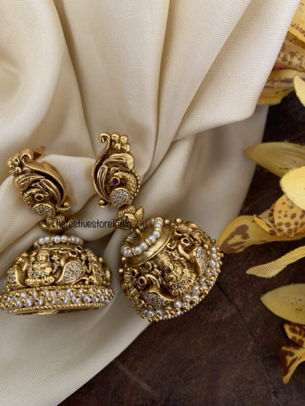 Pearl nakshi lakshmi jhumkas