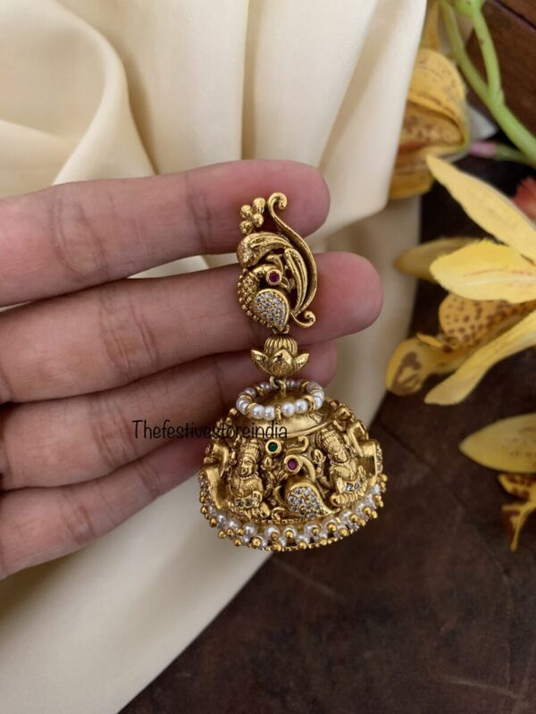 Pearl nakshi lakshmi jhumkas