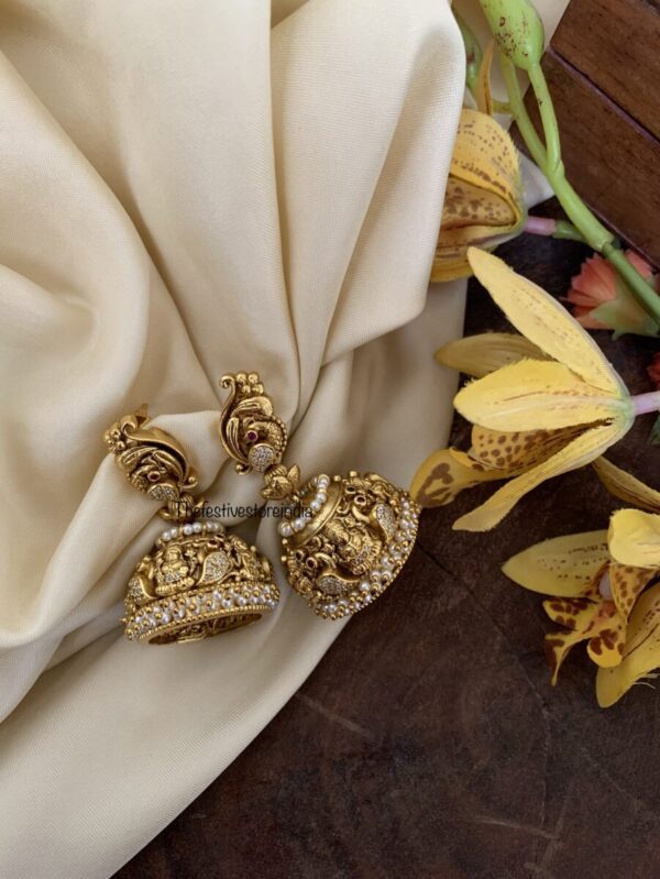 Pearl nakshi lakshmi jhumkas