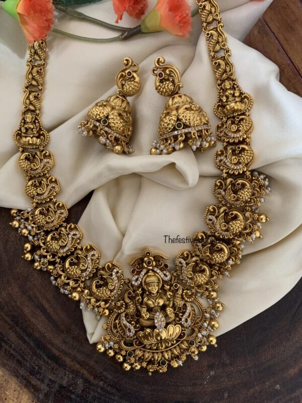 All gold Lakshmi bridal haaram set