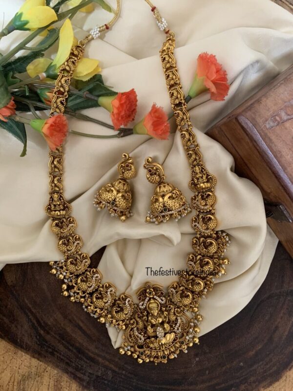 All gold Lakshmi bridal haaram set