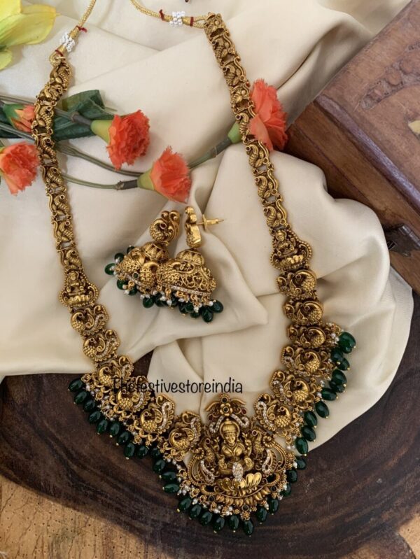 Green beads Lakshmi bridal haaram set