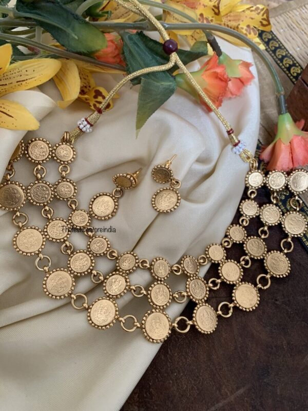 Contemporary Lakshmi coin necklace set