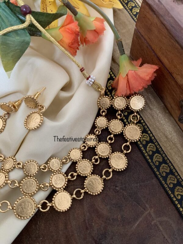 Contemporary Lakshmi coin necklace set