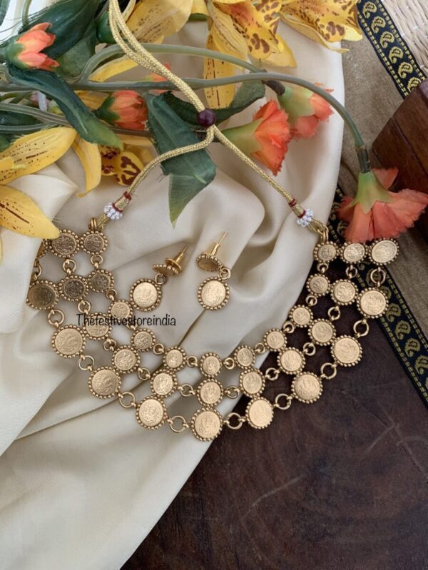 Contemporary Lakshmi coin necklace set