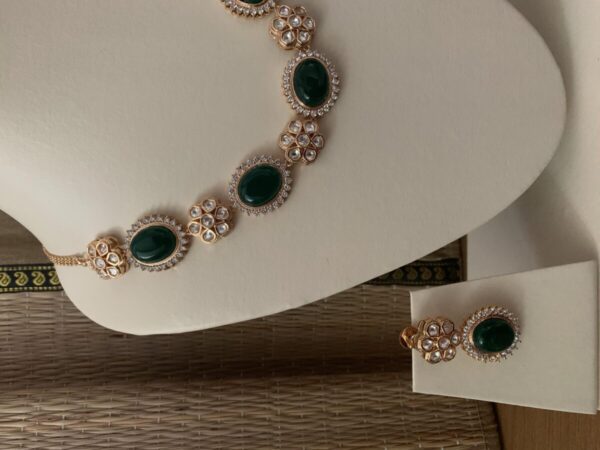 Green kundan set