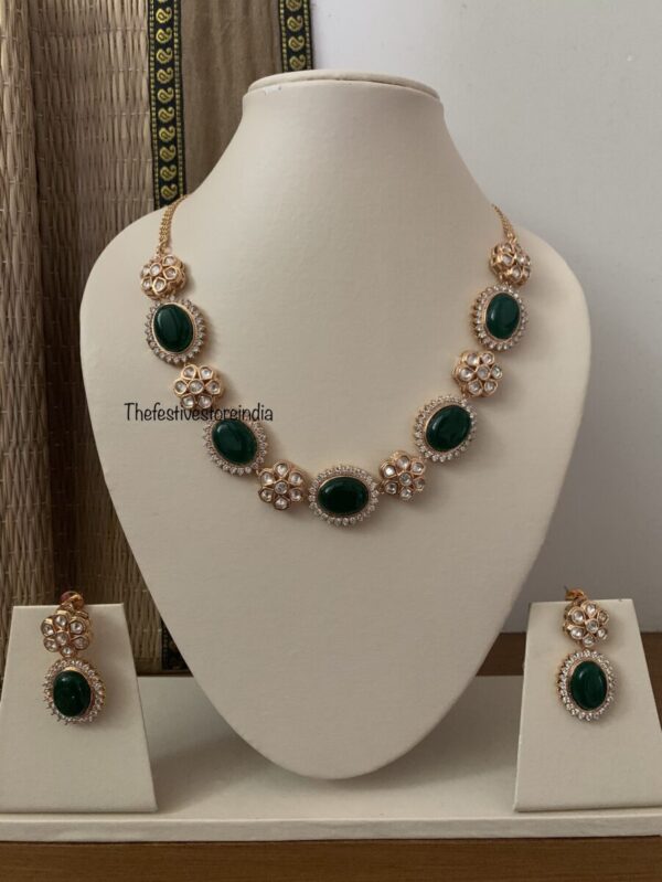 Green kundan set