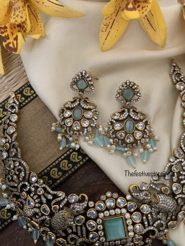 Victorian pastel blue necklace set