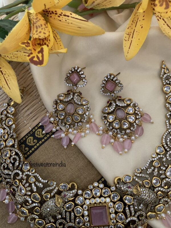 Victorian pink necklace set