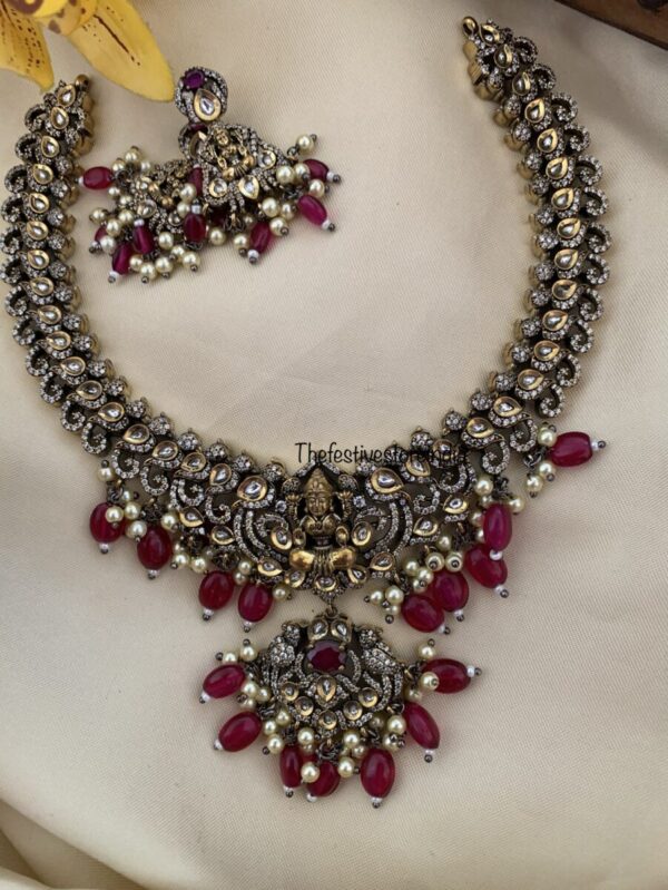 Maroon Lakshmi Victorian necklace set