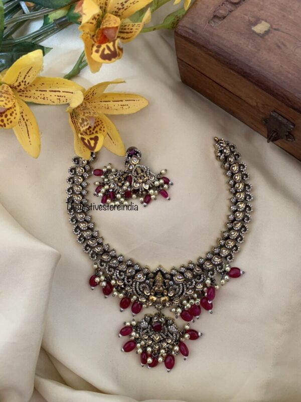 Maroon Lakshmi Victorian necklace set