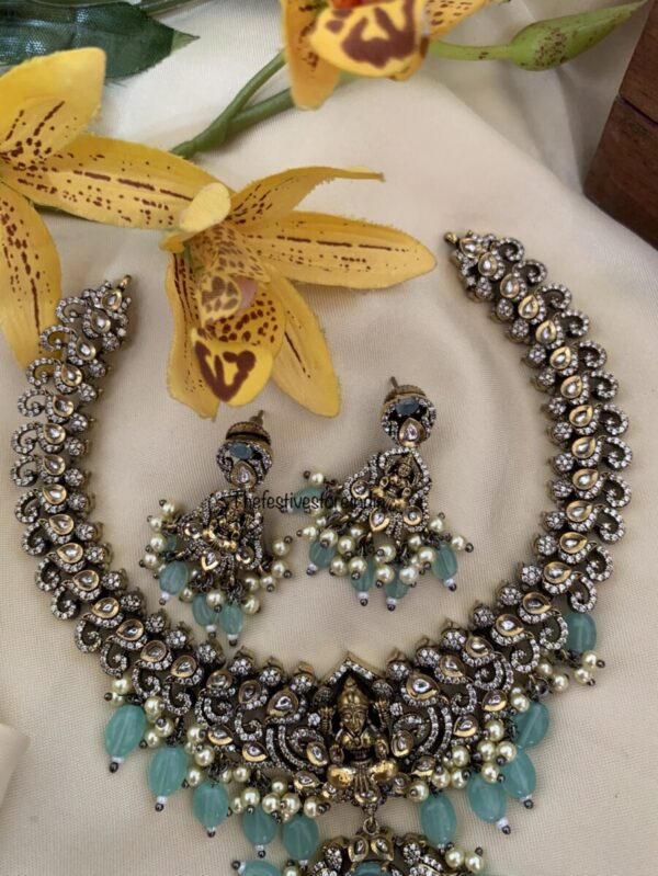 Pastel blue Lakshmi Victorian necklace set