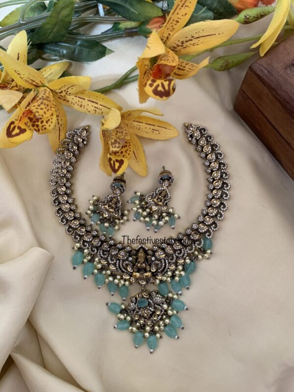 Pastel blue Lakshmi Victorian necklace set