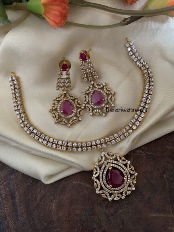 CZ Necklace set - Ruby