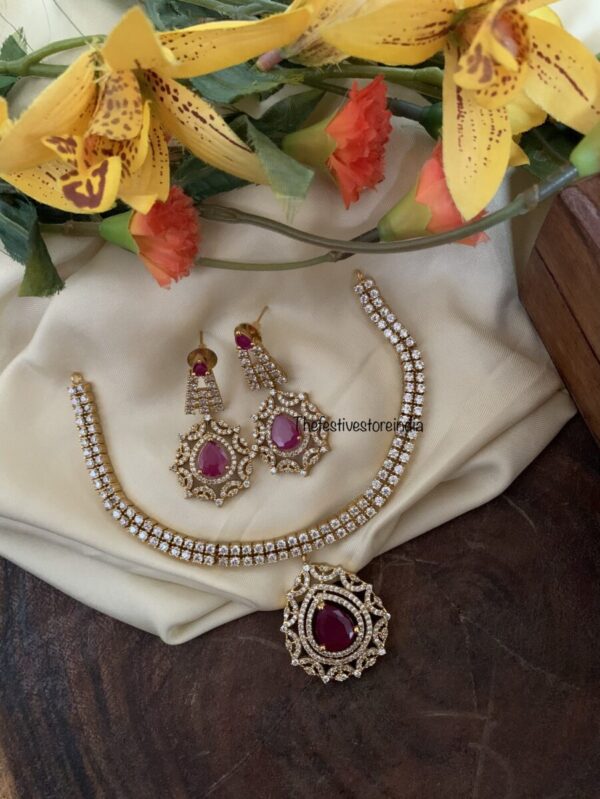 CZ Necklace set - Ruby
