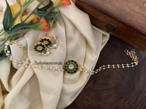 Mini Jadau Green pendant choker set