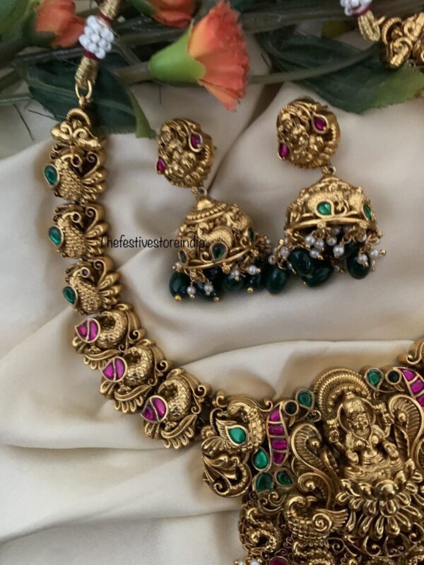 Green drops Lakshmi bridal necklace set